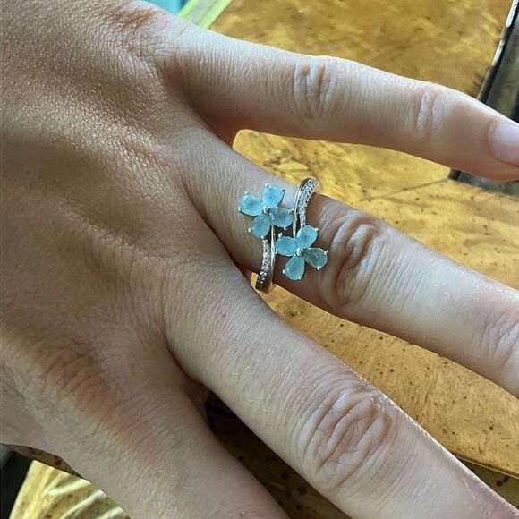 Natural Grandidierite Sterling Silver Artistic Ring Size 6.75 - Picture 4 of 9